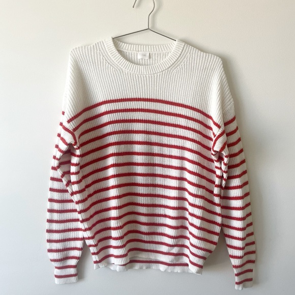 CT Plage Cotton Cashmere Blend Pullover Cardigan Striped Knit Sweater - Picture 3 of 9